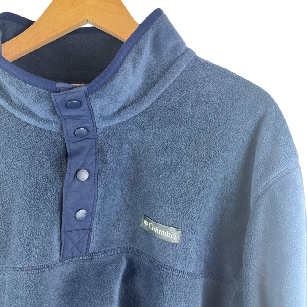 Columbia Steens Mountain Fleece Pullover Mens XXL Blue 1/2 Snap Mock Neck